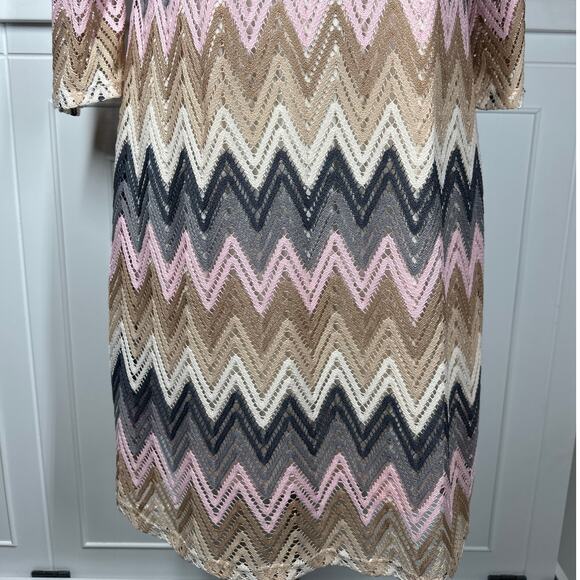 Tacera Unconditional Lace Overlay Bell Sleeve Crochet Dress Sz L Party Cocktail - Picture 3 of 13